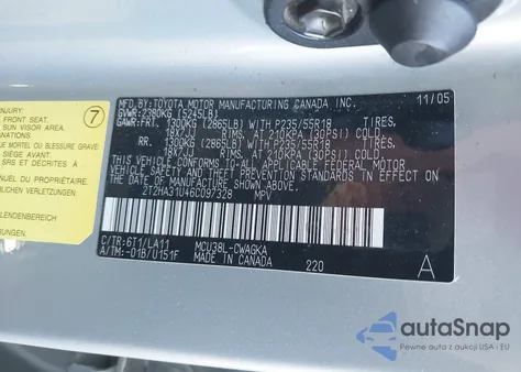 2006 Lexus Rx 330 from USA, damaged, VIN 2T2HA31U46C097328